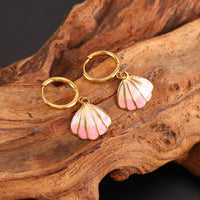 Gold Seashell Hoop Earrings for Women | Coastal Beach Jewelry, Ocean Inspired Shell Earrings, Summer Vacation Accessories, Mermaidcore Gift for Her ID10
